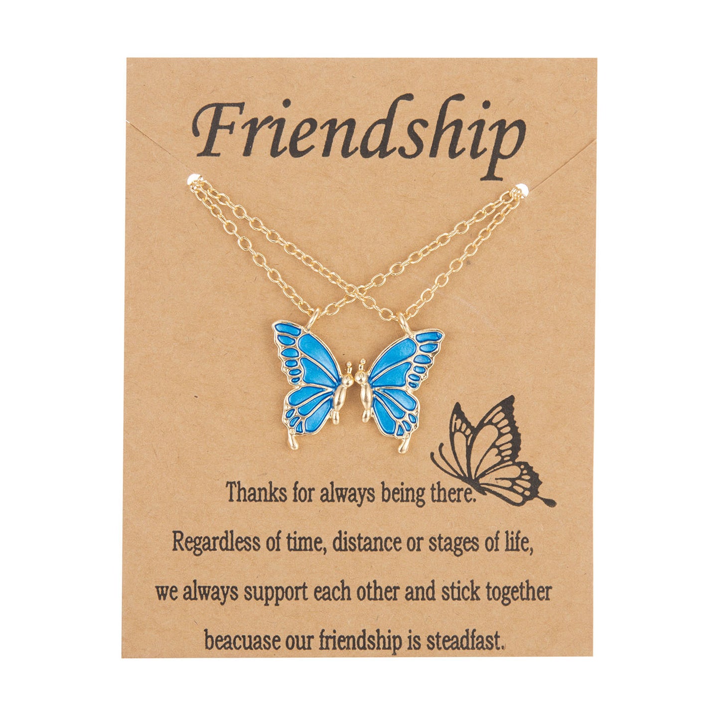 Friendship Paper Card Creative Butterfly Two-piece Set Girlfriends Necklaces