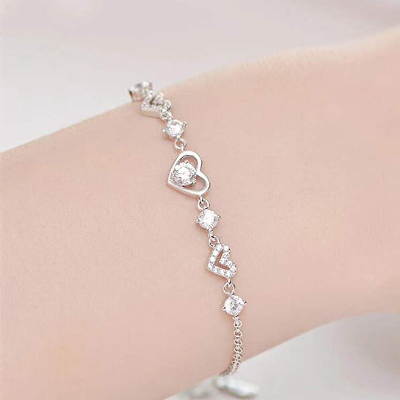 Heart Shaped Love Korean Style Diamond Double Bracelets