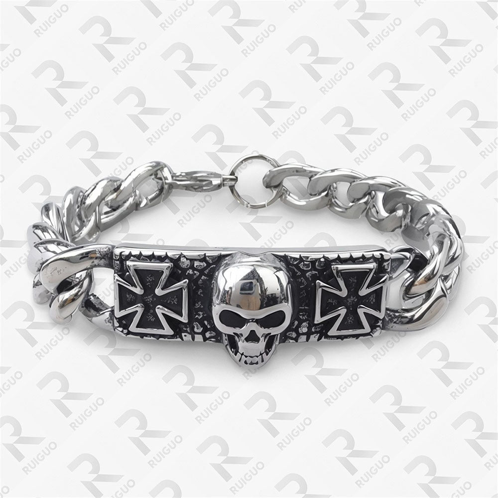 Men's Celtic Knot Skull Stainless Steel Cuban Cross Punk Retro Bracelets