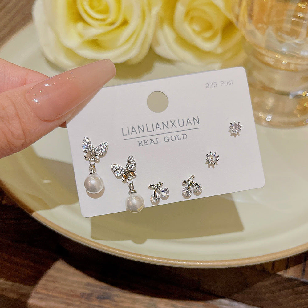 One Card Three Pairs Of Ear Sterling Sier Needle Rings