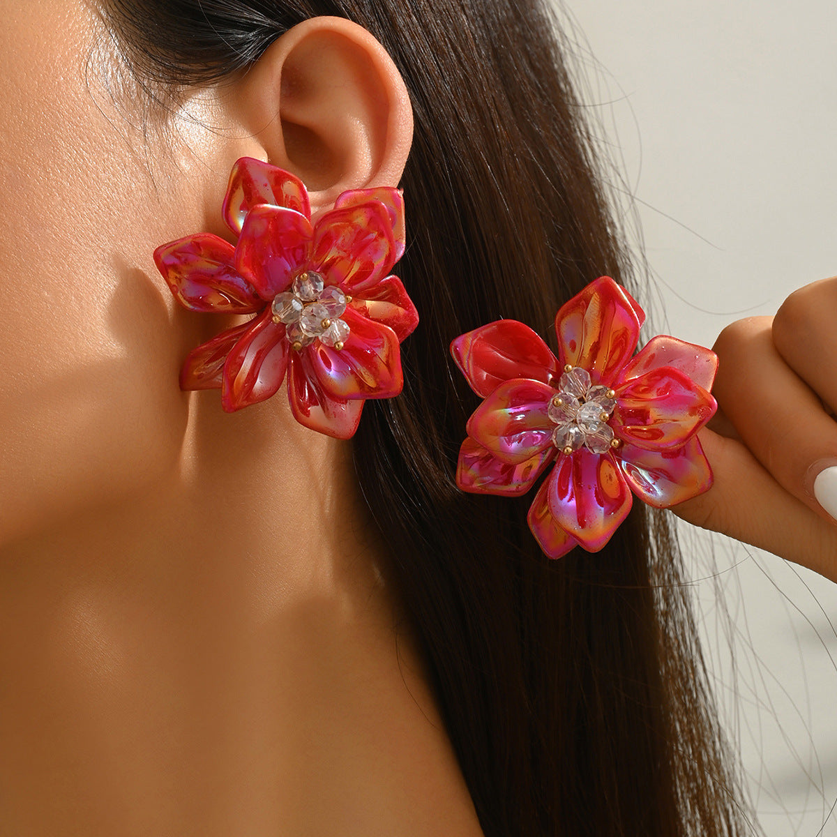 Acrylic Flower Vintage Fashion Exaggerated Handmade Sweet Earrings