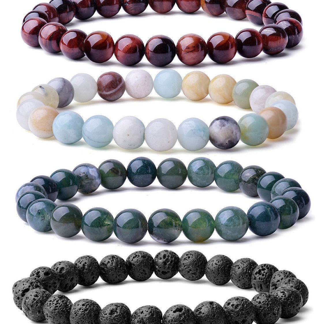 Stone Lava Volcanic Rock Hematite Stretch Bracelet