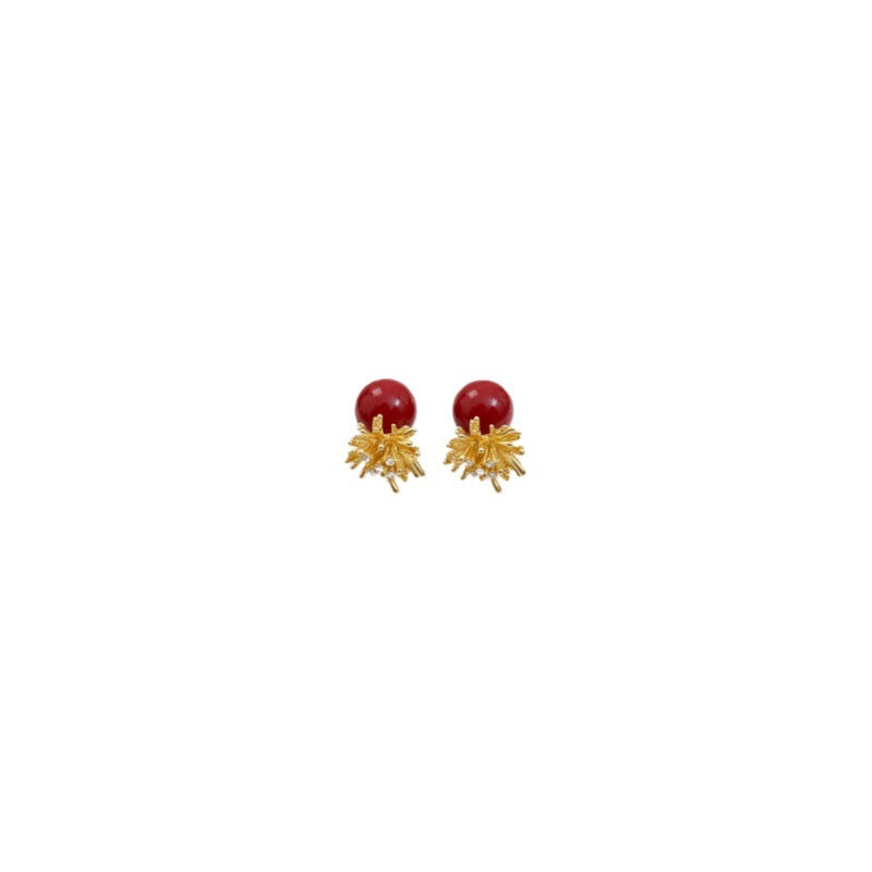 Women's Red Pearl Zircon Fireworks Bead Fashion Earrings