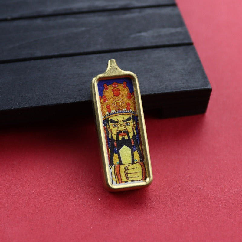 Tibetan Square Hand Painted Golden Outline Eight Patron Pendants