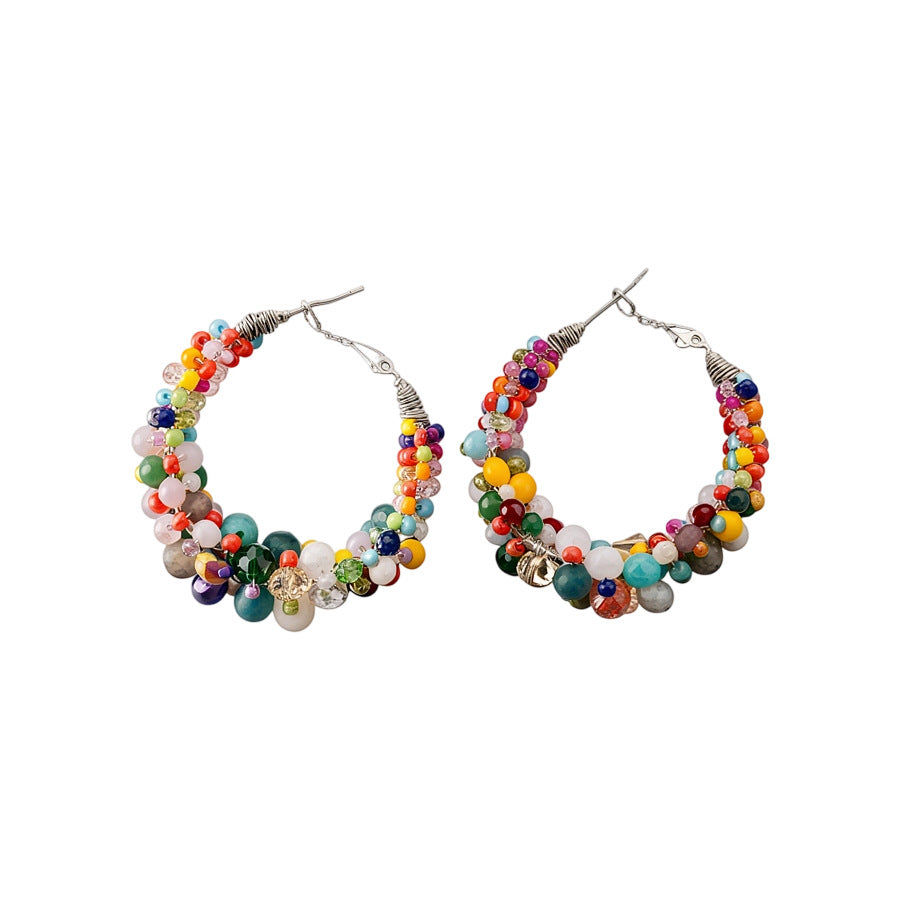 Women's Crystal String Beads Mori Vacation Exaggerated Eardrop Rings