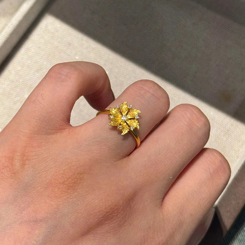 Women's Flower For Light Luxury Exquisite High Sense Index Finger Ring