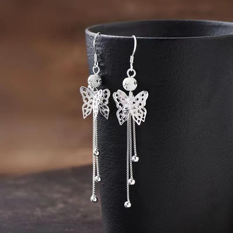 Women's Brass Gold-plated Butterfly Live Chain Boutique Ear Line