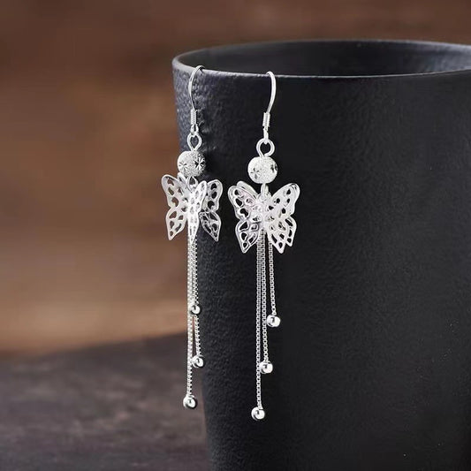 Women's Brass Gold-plated Butterfly Live Chain Boutique Ear Line