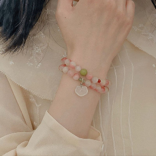 Peach Blossom Chinese Sweet Heart Niche Good Luck Gifts For Bracelets
