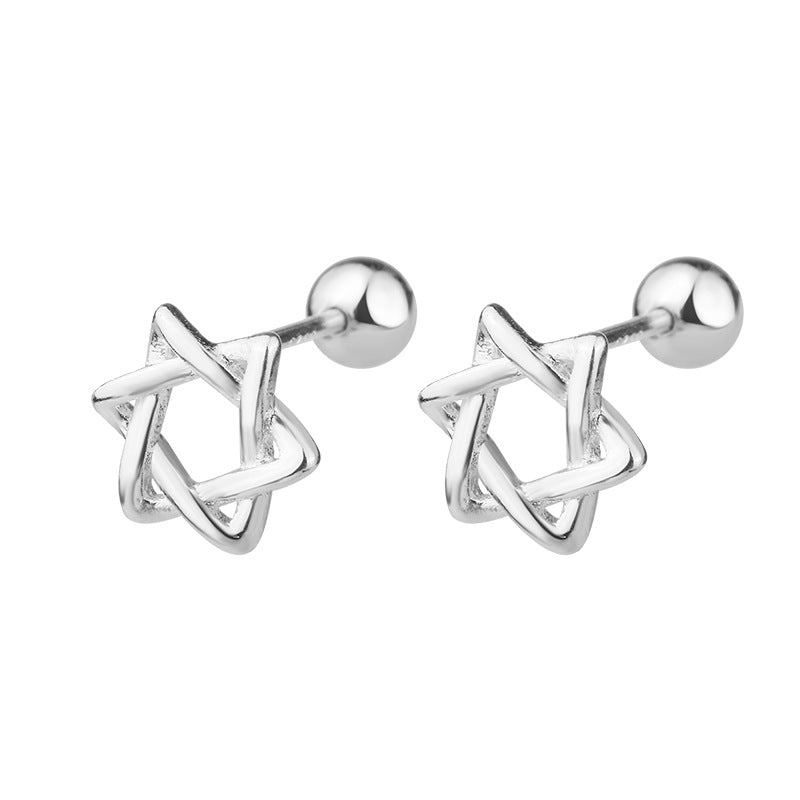 Women's Ear Winding Six-pointed Star Twisted Korean Earrings