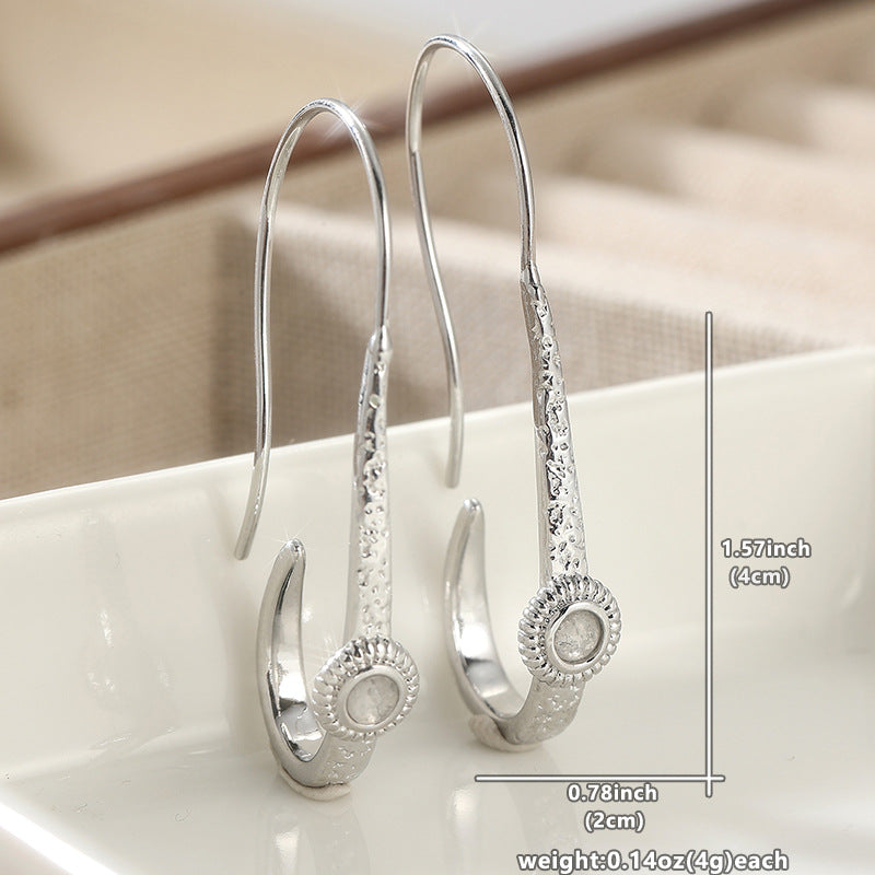 Morning Moon Copper Fashion Simple Zircon Earrings