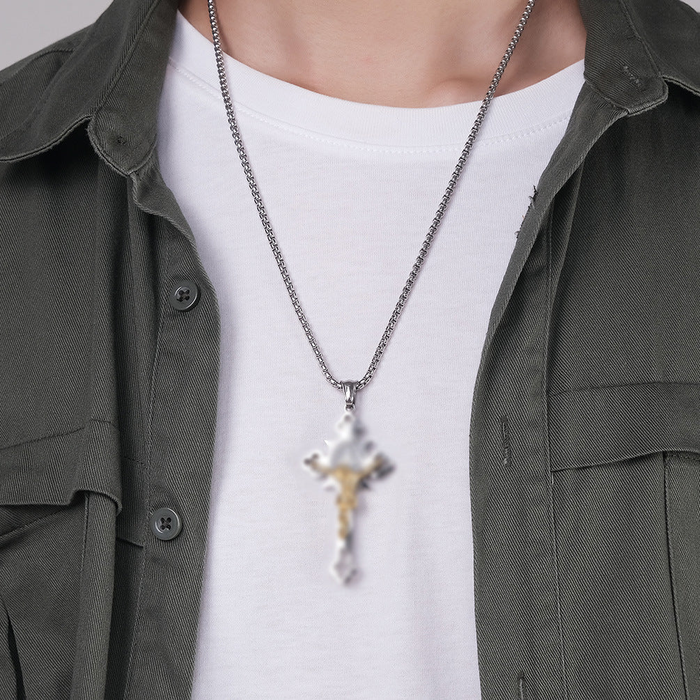 Men's Design Titanium Steel Cross Personality Affordable Luxury Trendy Pendants