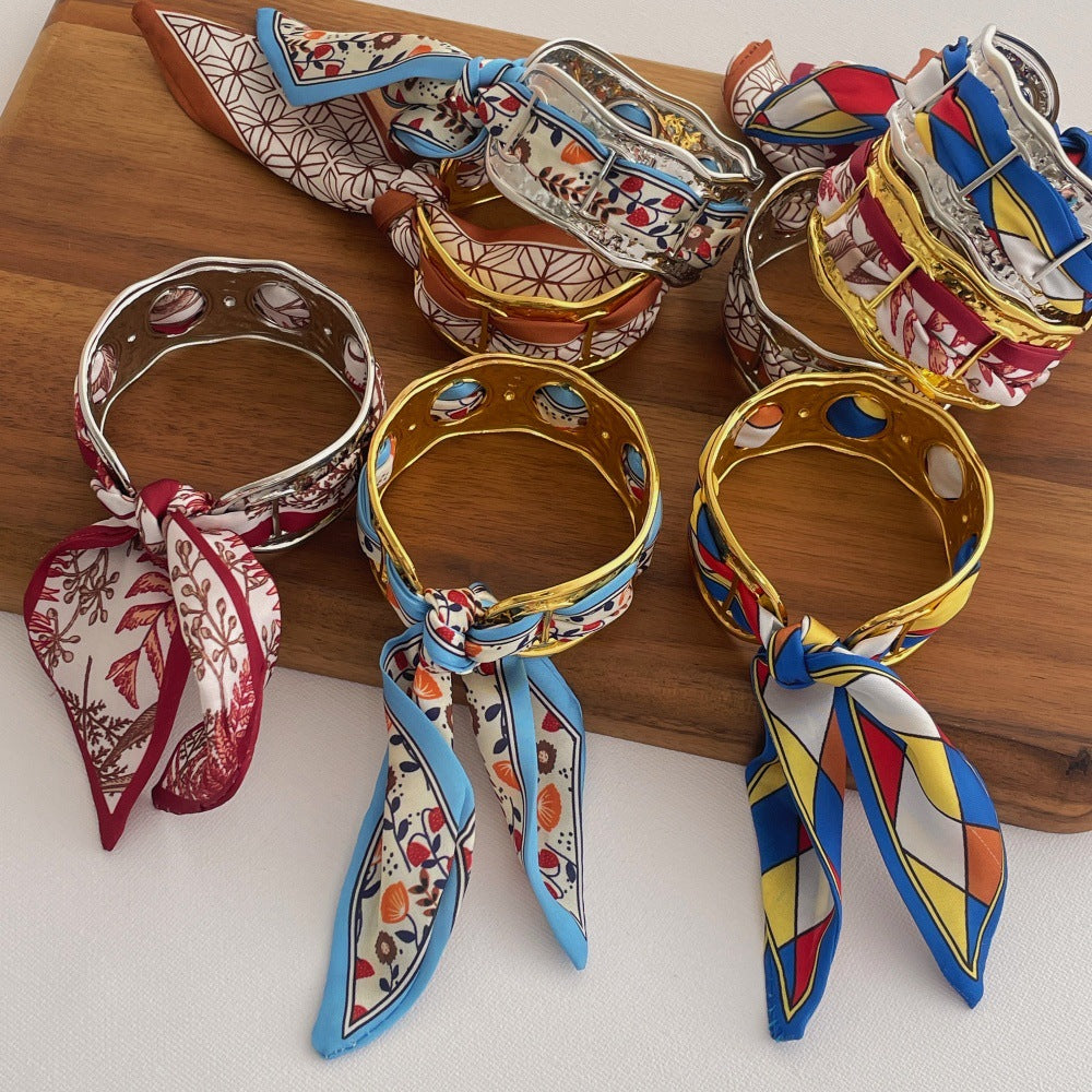 Women's High Sense Silk Scarf Wide Open-ended Design Vacation Bracelet