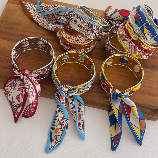 Women's High Sense Silk Scarf Wide Open-ended Design Vacation Bracelet