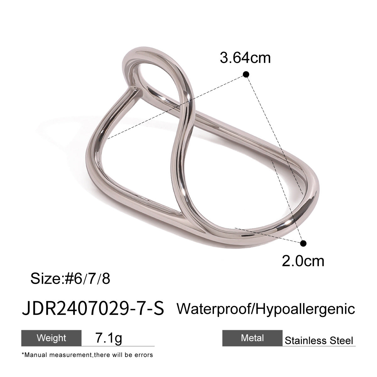 Ding Stainless Steel Double Finger Female Irregular High Sense Rings