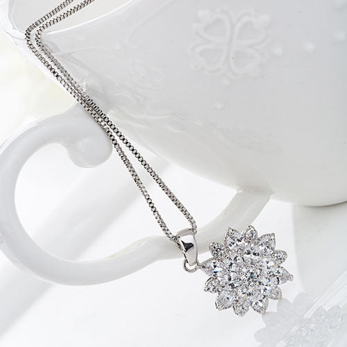 Women's Flower Waltz Zircon Decorative Flowers Korean Necklaces