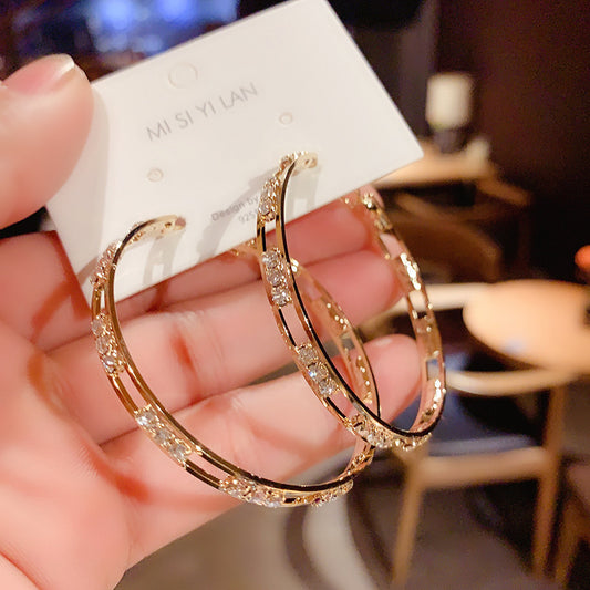 Women's Exaggerated Personalized Rhinestone Large Hoop Fashion Earrings