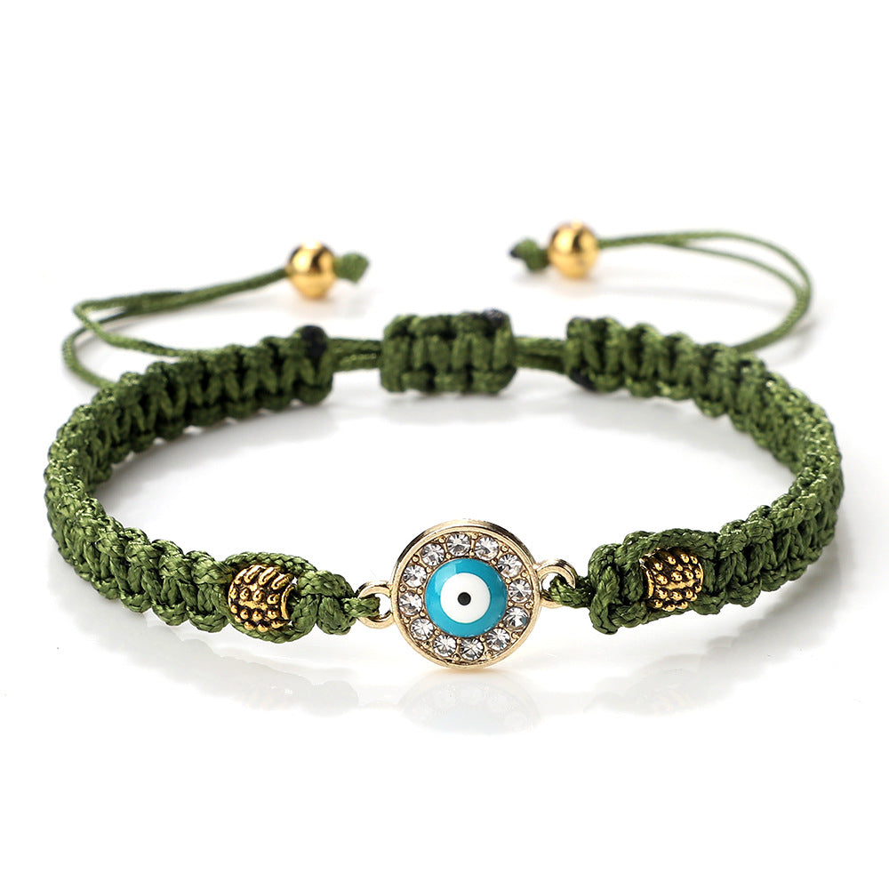 Women's & Men's Red Rope Safety Lock Devil's Eye Diamond Woven Hand Bracelet