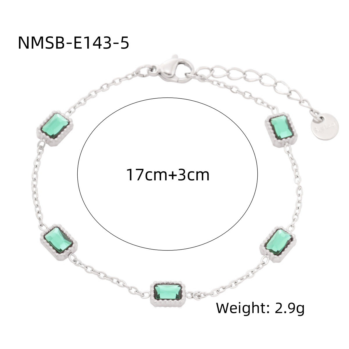 Square Colorful Crystals Titanium Steel Female Affordable Luxury Fashion Bracelet