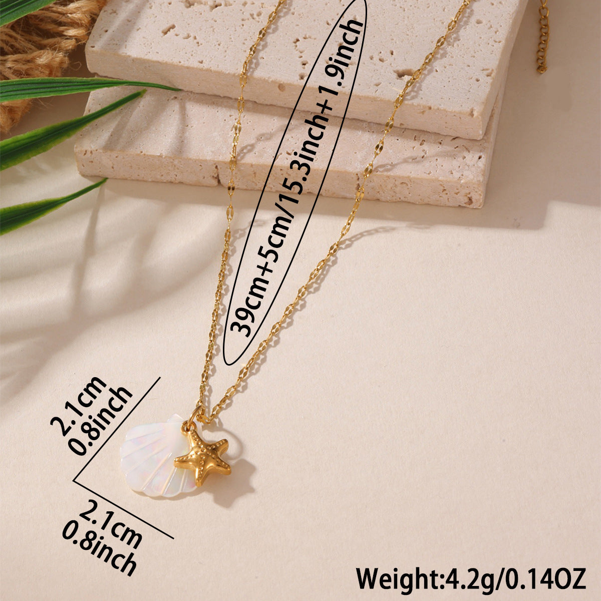Ocean Female Vacation Style Seahorse Starfish Scallop Clavicle Chain Gold Necklace