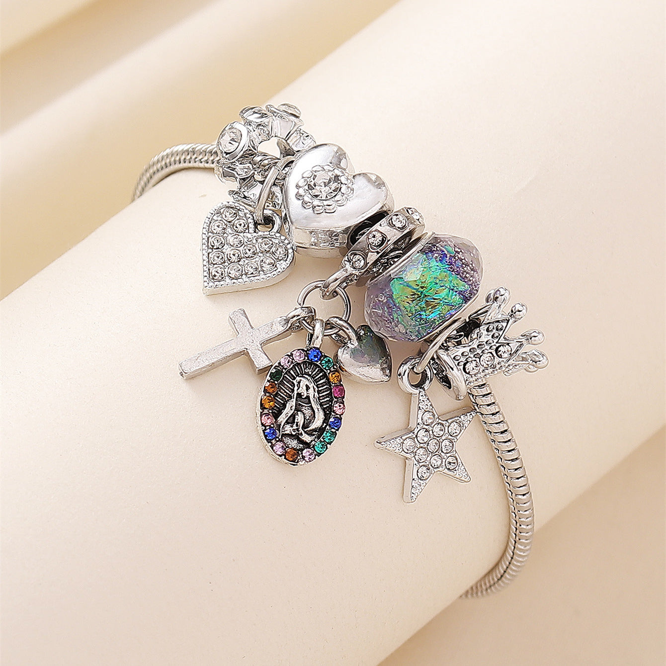 Unique Cross Maria Magic Beads Bead Bracelet