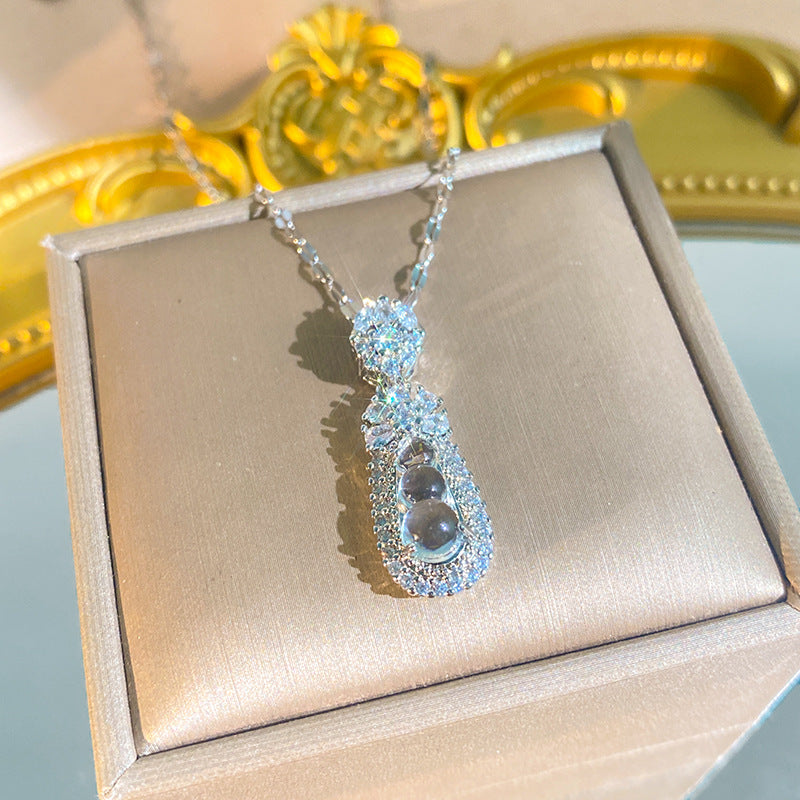 Women's Diamond Imitation Chalcedony Series Titanium Steel Exquisite High-grade Tassel Gourd Necklace