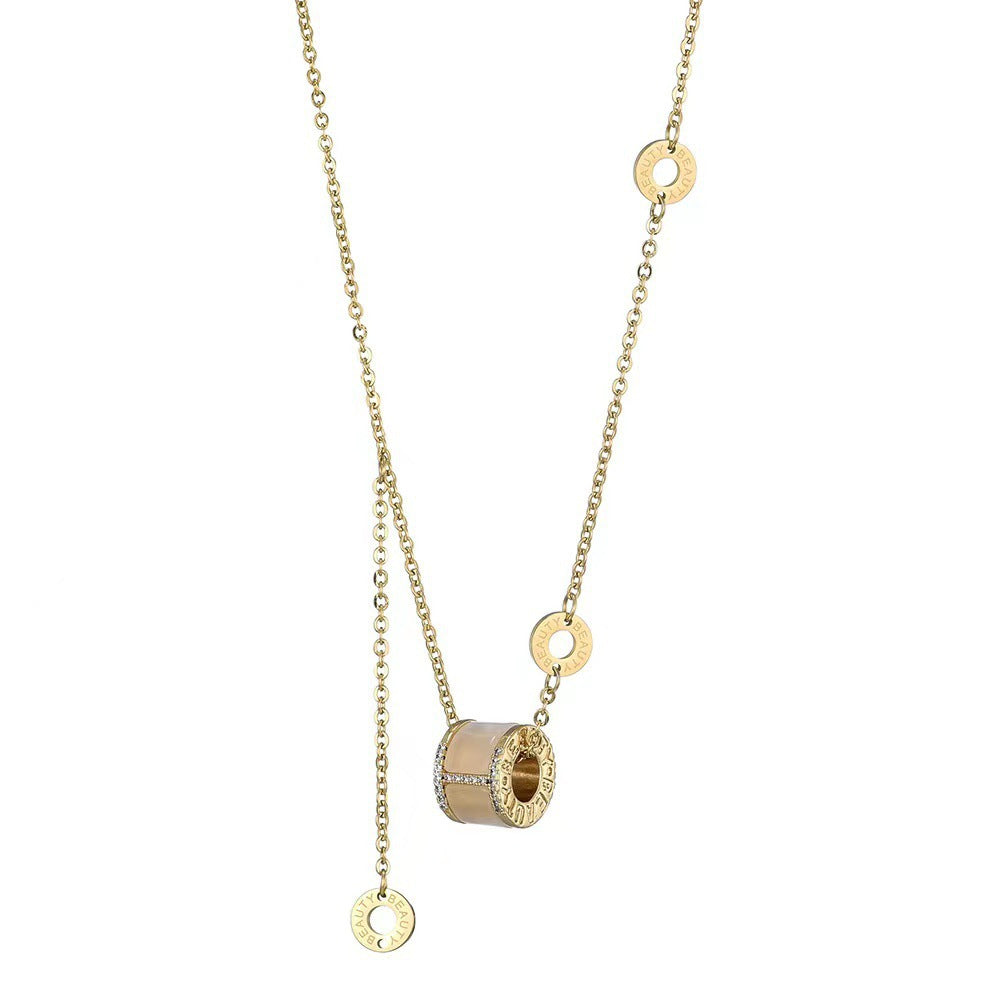 Women's Temperament Opal Large Thin Waist Titanium Steel Everyday Joker Clavicle Necklace