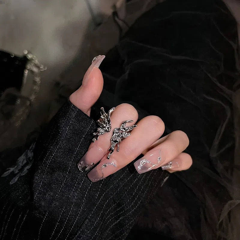 Light Luxury Liquid Open Butterfly Cold Style Index Finger Ring