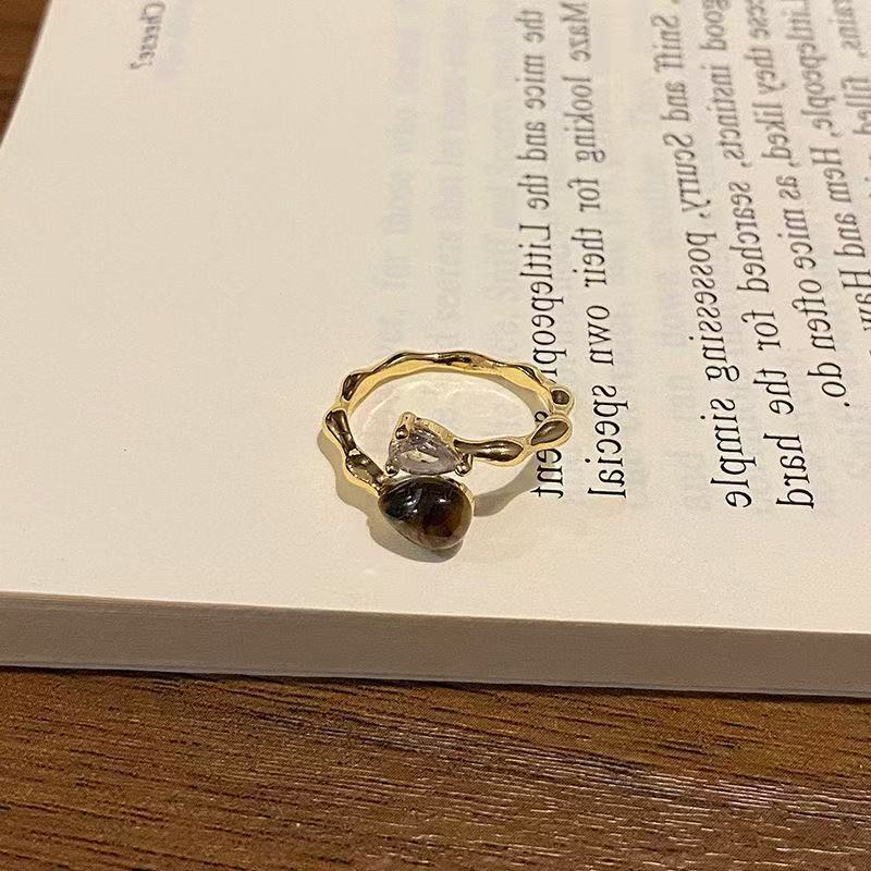 Fairy Snake-shaped Tigereye Female Fashion Retro Unique Index Ring