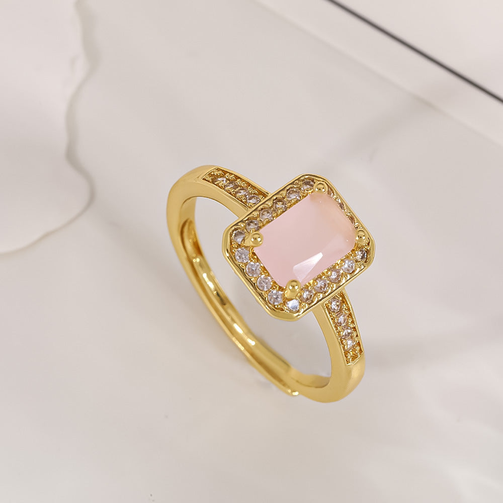 Women's Open-end Zircon Fashionable Classy Simple Cold Feeling Goddess Rings