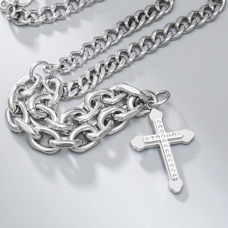 Fashion Creative Hip Hop Trend Titanium Steel Cross Necklace