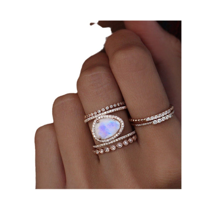 Irregular Moonstone Rose Gold Plated Cell Rings