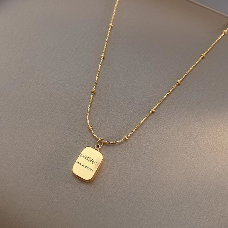 Square Letter Titanium Steel Female Design Summer Hip Necklaces