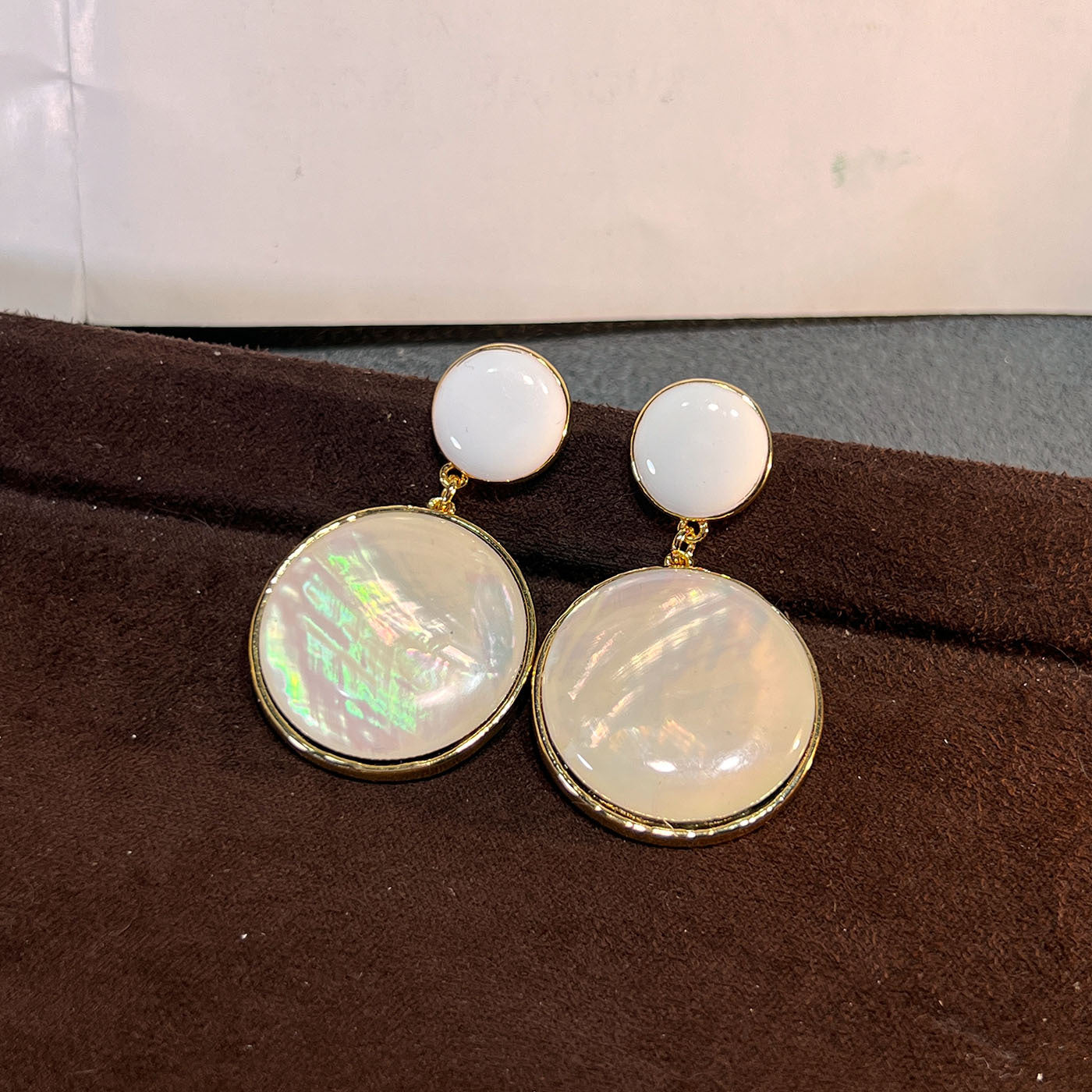 Women's Abalone Shell Series Gold Plated Environmental Protection Fashion French High-grade Earrings