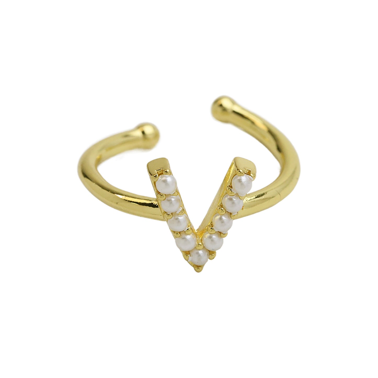 Women's Xi Brass Pearl English Letters Open Rings