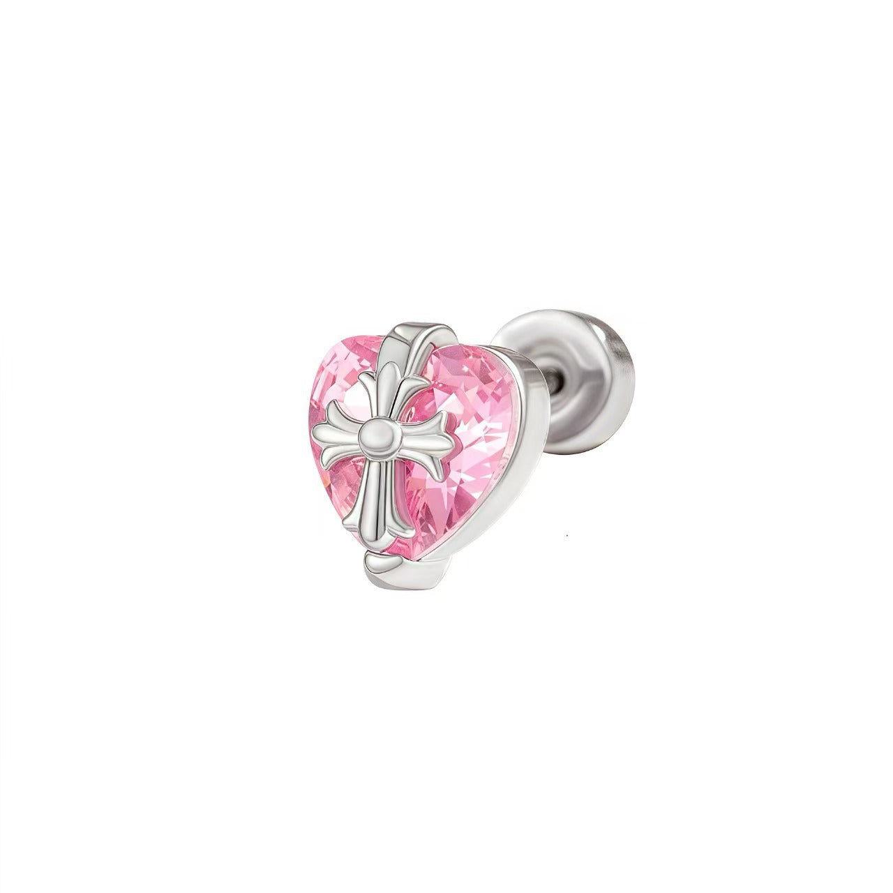 Sweet Cool Hot Cross Pink Blue Super Flash Zircon Unique Stud Earrings