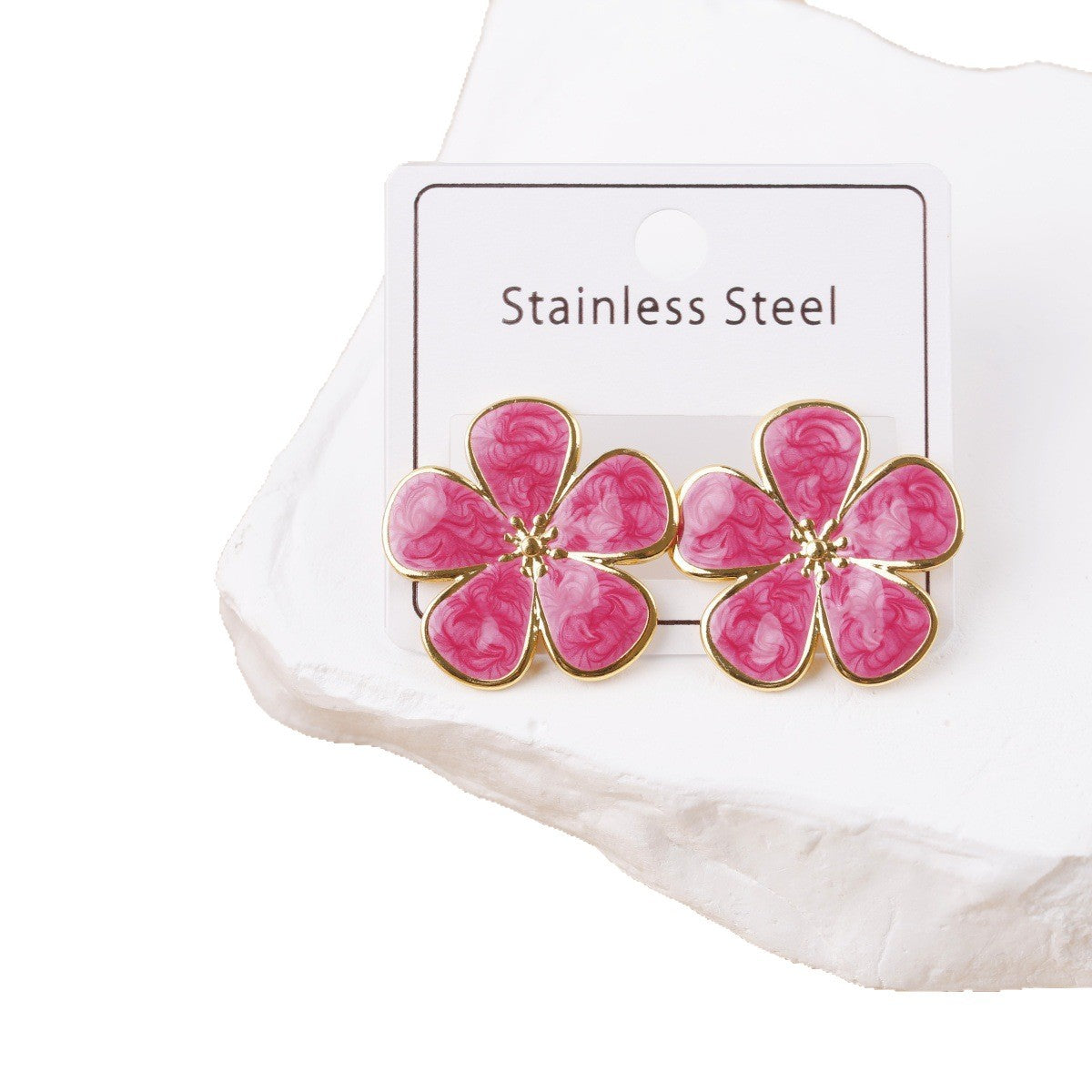 Style Sweet Elegance Metal Glaze Flowers Fresh Stud Earrings