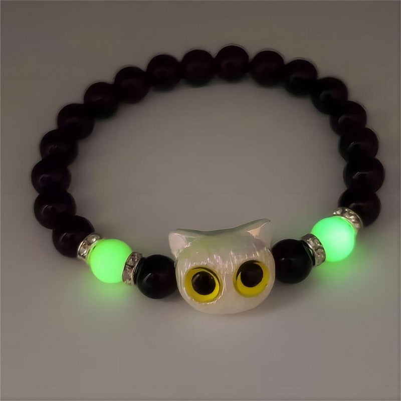 Luminous Cheese Kitty Black White Couple Gift Bracelets