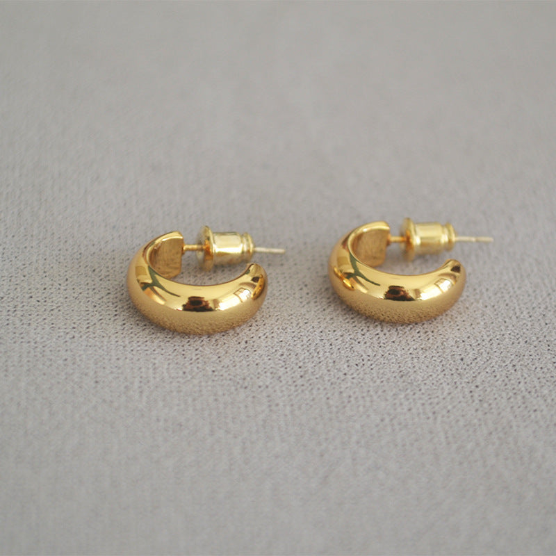 And Compact Texture Brass Gold-plated Cannibal Earrings