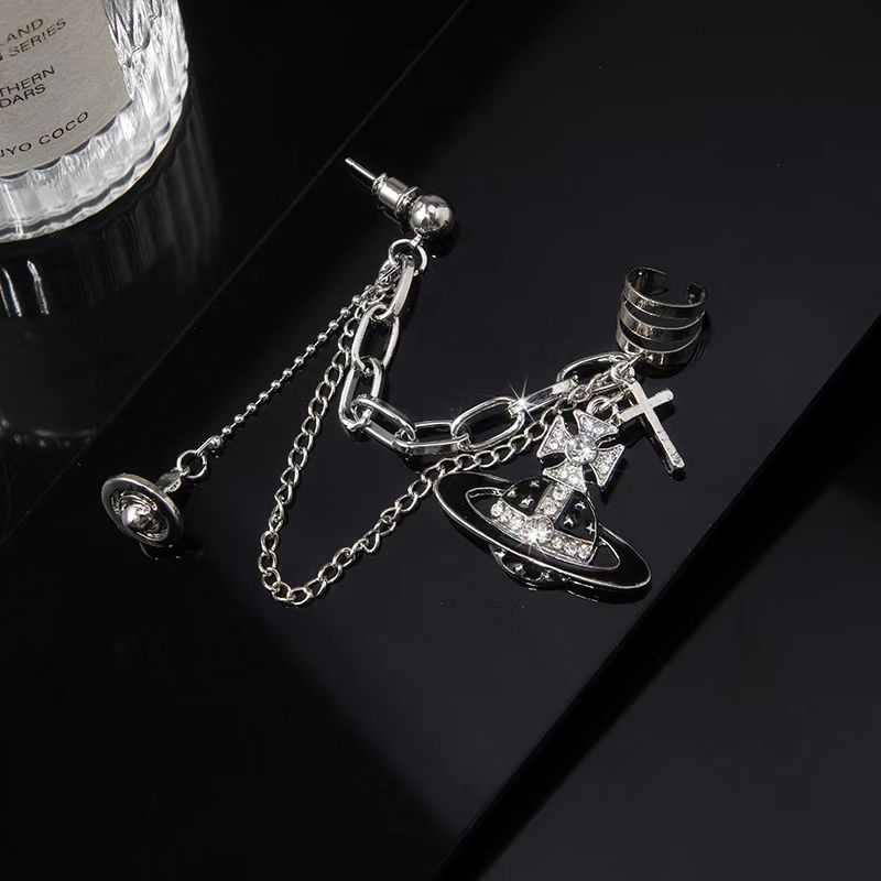 Oil Saturn Tassel Ear Clip Female Design High-grade Earrings
