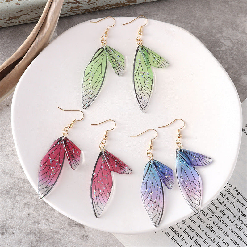 Fashion Special Artificial Butterfly Wings Creative Pattern Earrings