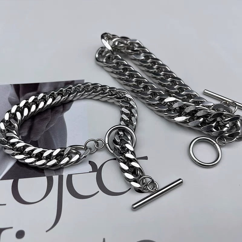 Women's & Men's Hip Hop Thick Type Cuban Link Chain Titanium Necklaces