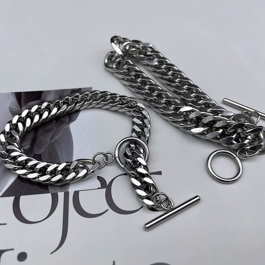 Women's & Men's Hip Hop Thick Type Cuban Link Chain Titanium Necklaces