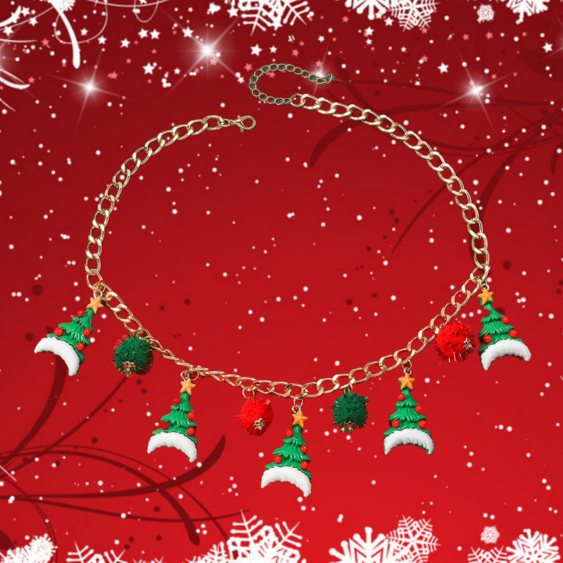 Personality Santa Claus Tree Gingerbread Man Necklaces