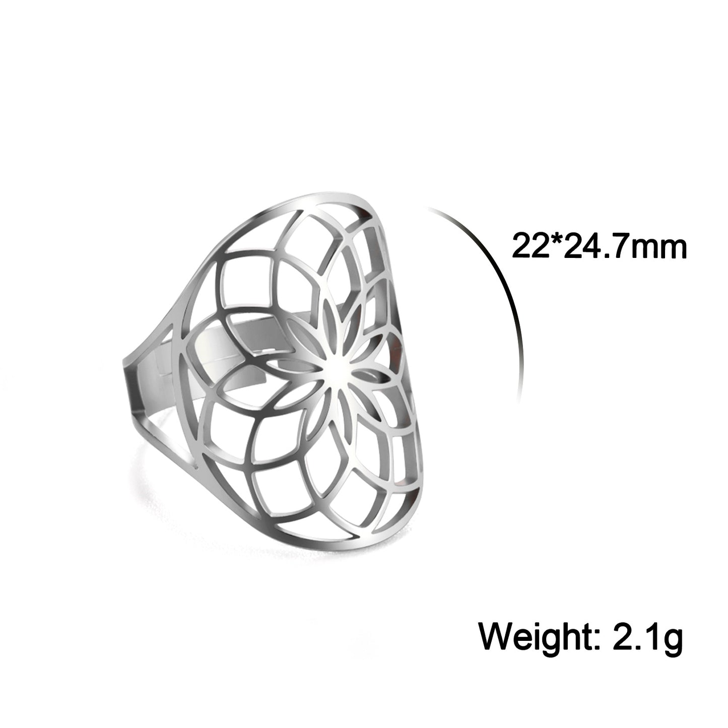 Women's Adjustable Stainless Steel Sacred Geometric For Charm Rings