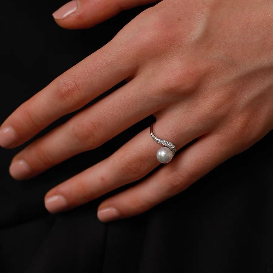 Exquisite Style Pearl Zircon Female High Sense Simple Light Ring
