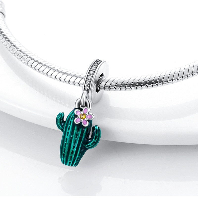 Versatile Women's Cactus Charm Sier Beads Jewelry Accessories