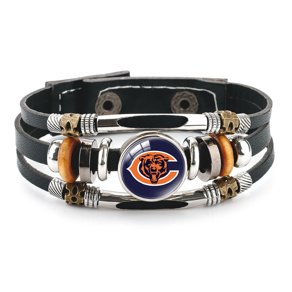 Genuine Leather Hand Professional Rugby League Team Time Stone Bracelet