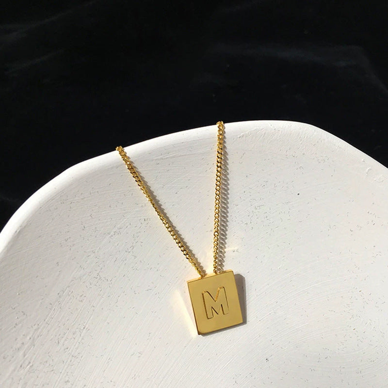 Letter Square Plate English Gold Female Clavicle Necklace
