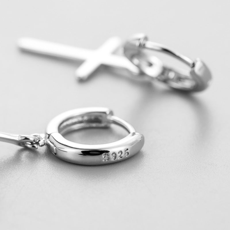 Women's & Men's Sier Cross Clip Simple Short Temperament Ear Line